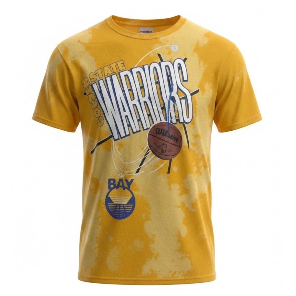 NWT NBA Golden State Warriors Basketball Yellow Tie Dye T-Shirt Large